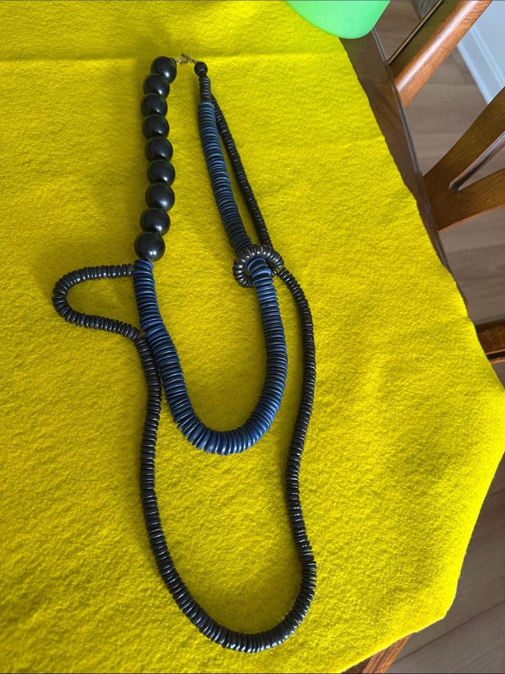 Stylish Black and Navy Beaded and coconut shellLong Necklace - Women Accessories